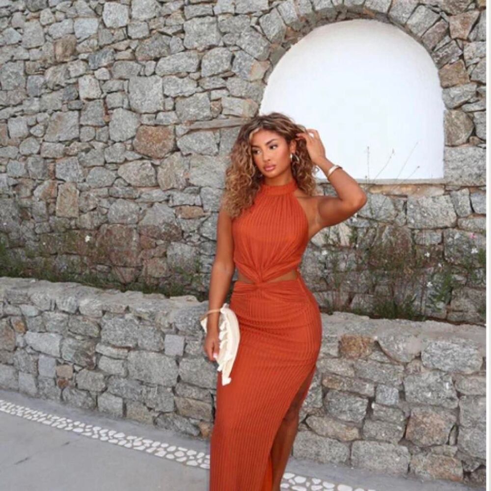 Fashion-nova Women's Orange and Red Dress